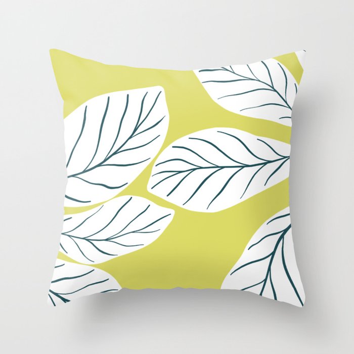 Summer lime leaves outdoor pillow print Throw Pillow