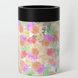 Wildflower and Rose watercolor floral pattern Can Cooler