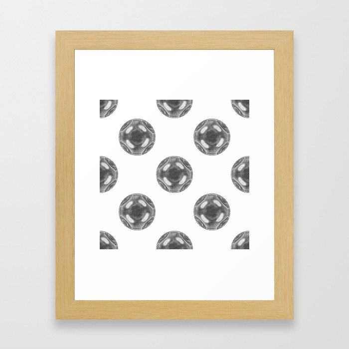 Pattern with pencil-drawing chrome balls Framed Art Print