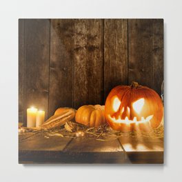 Scary Halloween Pumpkin Metal Print