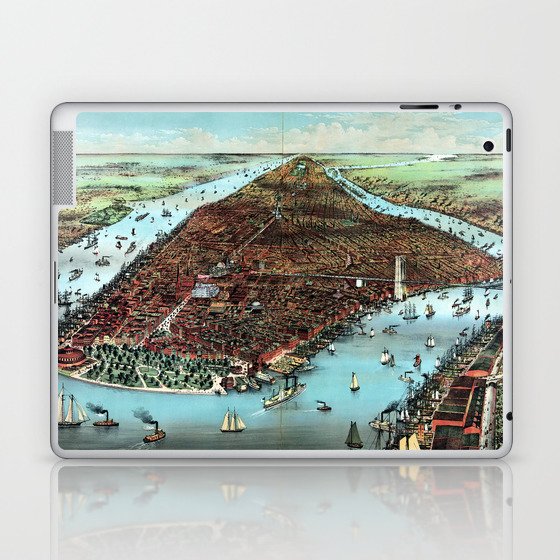 Antique Skyline of New York City by Currier and Ives 1883 Laptop & iPad Skin