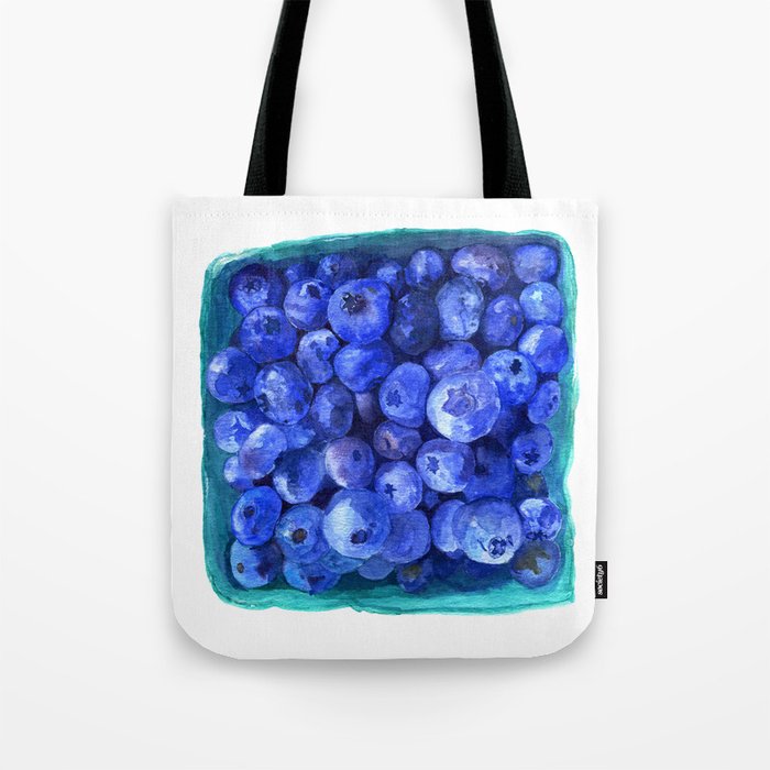 Watercolor Blueberries by Artume Tote Bag
