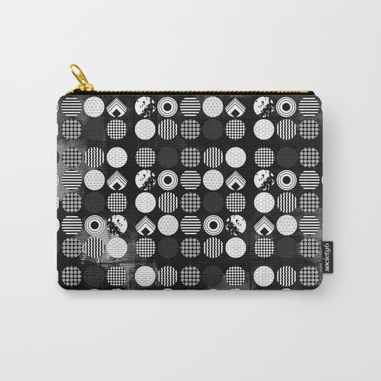 Hectic Geometric On Textured Black And White Carry-All Pouch