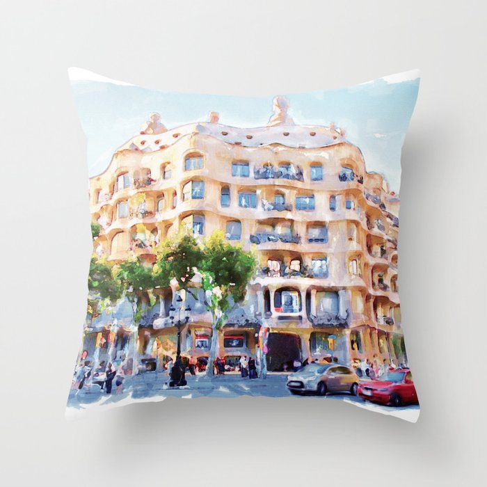 La Pedrera Barcelona Throw Pillow