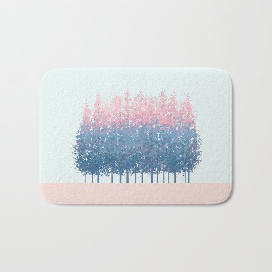 pink and blue trees Bath Mat