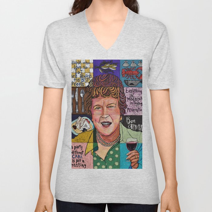 Julia Child Collage V Neck T Shirt