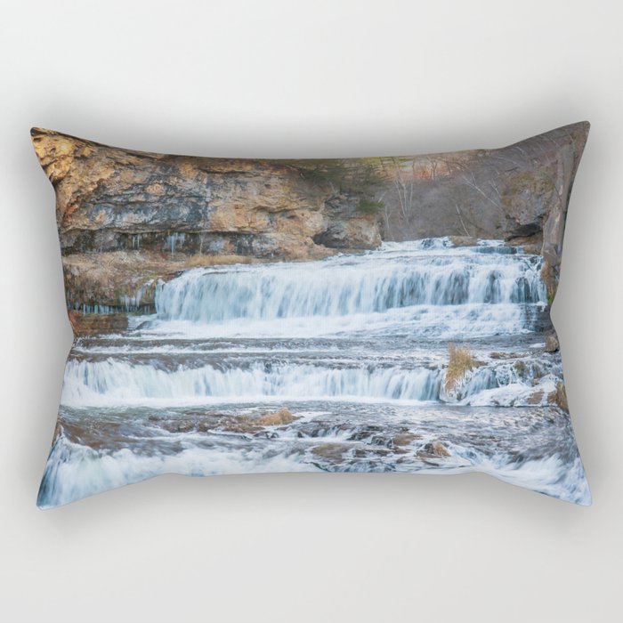 Cascading Waterfall | Long Exposure Photography Rectangular Pillow