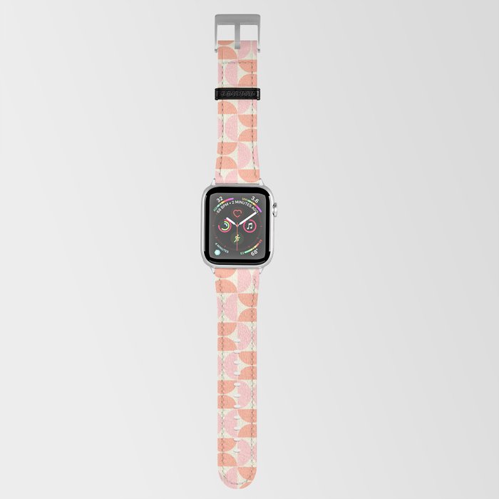 Half Circles Retro Geometric Capsule Pattern Pink and Peach Apple Watch Band