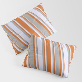 [ Thumbnail: Lavender, Chocolate, and Dark Gray Colored Pattern of Stripes Pillow Sham ]