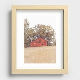 Rustic Red Barn in Golden Field X Farmhouse Photography Recessed Framed Print