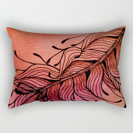 Doodled Autumn Feather 01 Rectangular Pillow