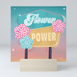 Flower Power Retro Sign Mini Art Print