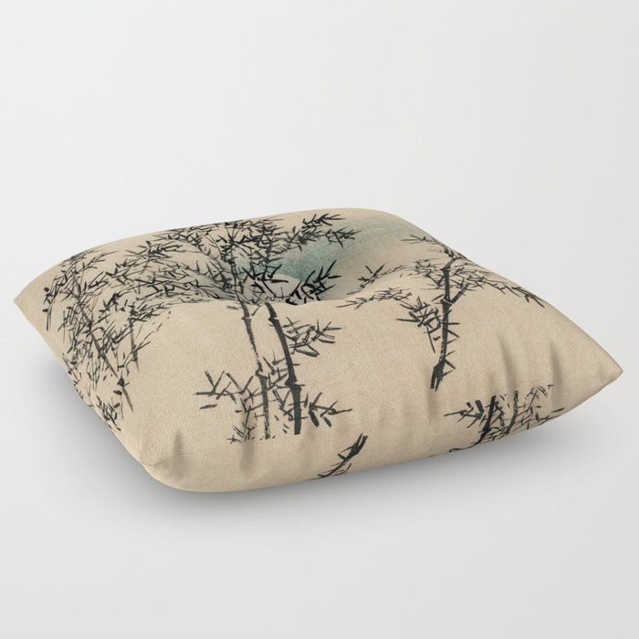 Bamboo Branches Traditional Japanese Flora Floor Pillow by