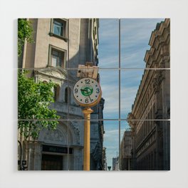 Argentina Photography - Clock In Down Town Buenos Aires In The Summer Wood Wall Art