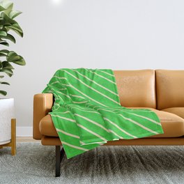 [ Thumbnail: Lime Green & Bisque Colored Stripes Pattern Throw Blanket ]