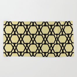 Black and Yellow Tessellation Line Pattern 20 - Diamond Vogel 2022 Popular Color Fire Dance 0799 Beach Towel