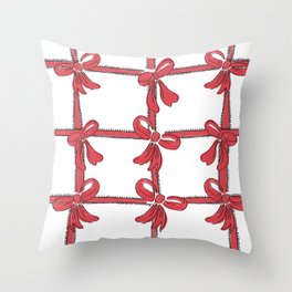 Red Ribbons & Bows Throw Pillow