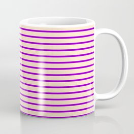 [ Thumbnail: Dark Violet & Bisque Colored Stripes/Lines Pattern Coffee Mug ]