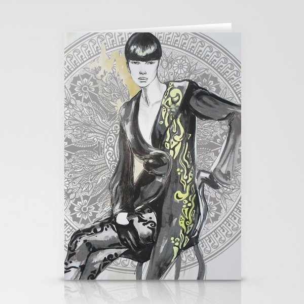 Fashion black and white illustration Stationery Cards