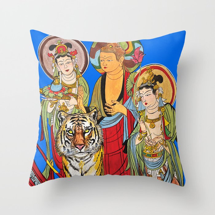 tiger in Buddhaland Throw Pillow