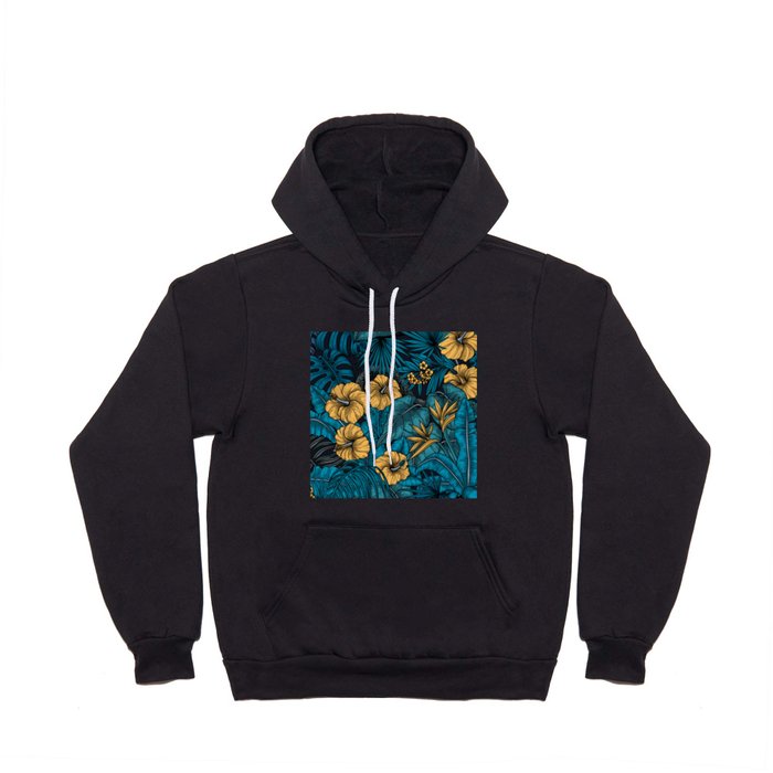 Tropical garden in blue and yellow Hoody