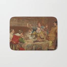 Merry Dinner Party with Court Jester -  Edgar Bundy 1890 Bath Mat