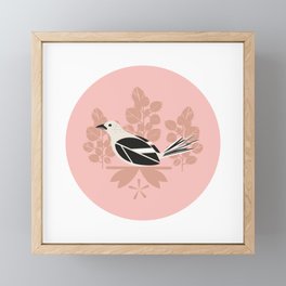 Swedish Summer Bird  Illustration // Folk Art Bird, Bird Lovers Illustration Framed Mini Art Print