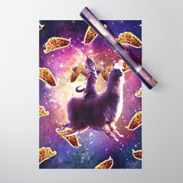 Warrior Space Cat On Llama Unicorn - Taco Wrapping Paper