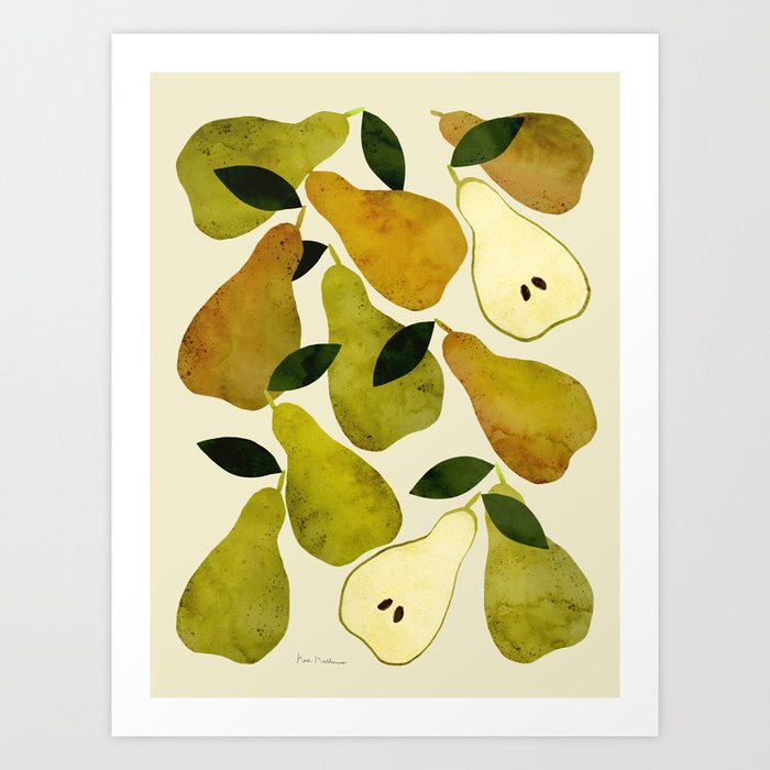 mediterranean pears watercolor Art Print