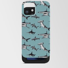 Hammerrhead shark pattern on waterspout blue iPhone Card Case