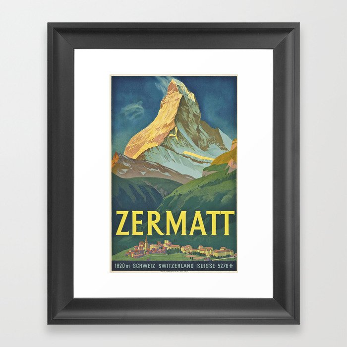 Zermatt - Vintage Swiss Travel Poster Framed Art Print