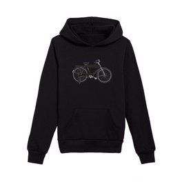 Asian Chinese style vintage classical bicycle watercolor illustration Kids Pullover Hoodie