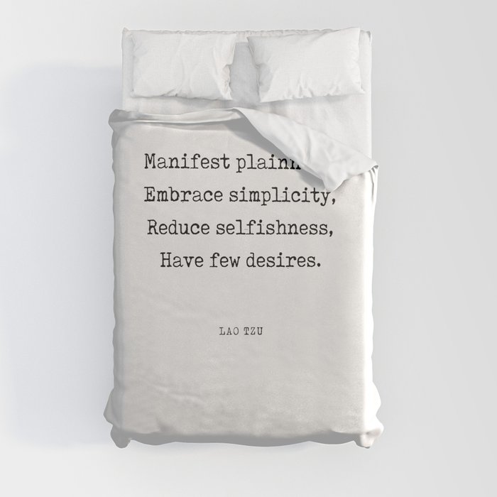 Manifest plainness - Lao Tzu Quote - Literature - Typewriter Print Duvet Cover