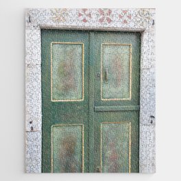 Santorini Oia Green Door Dream #1 #minimal #wall #decor #art #society6 Jigsaw Puzzle