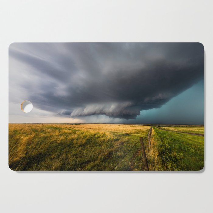 Never Stop the Rain - Supercell Thunderstorm Develops Over Open Prairie in Oklahoma Cutting Board