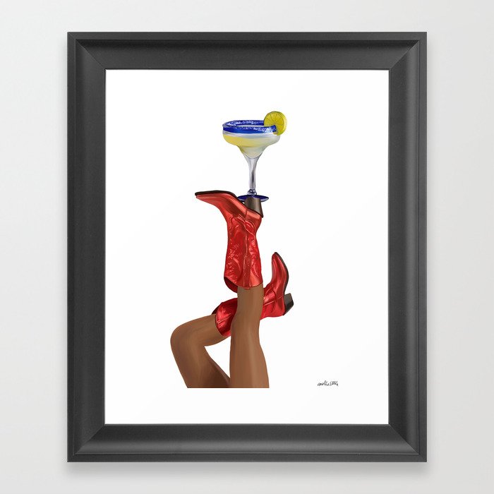 Red Boots and Margarita Framed Art Print