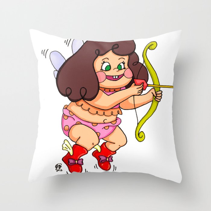 "Direct Hit to Your Heart {Cupid Girl}" by Jesse Young ILLO. Throw Pillow