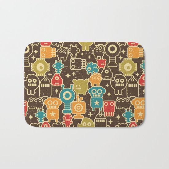 Robots on brown. Bath Mat