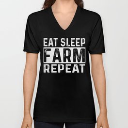 Eat Sleep Farm Repeat V Neck T Shirt