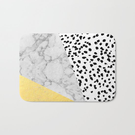 Marble Gold Dots - modern hipster trendy shiny gold foil cell phone case iphone dorm college Bath Mat