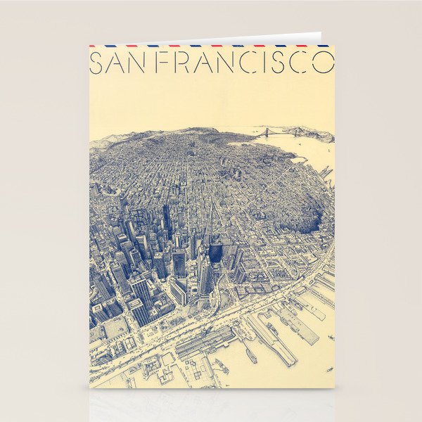 Vintage BirdsEyeView Map of San Francisco Stationery Cards by ginneko
