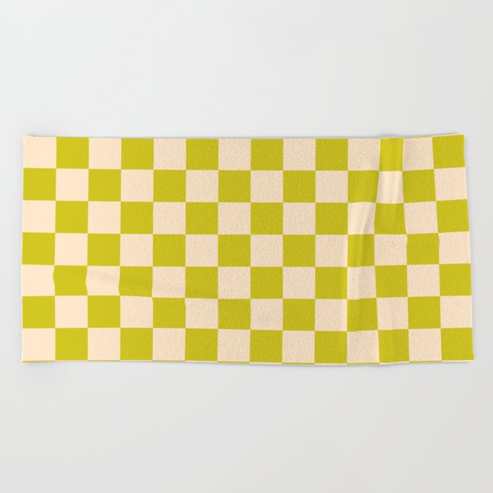 Retro Check: Lime + Coconut Beach Towel