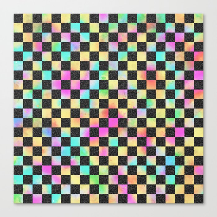 Checkerboard Pattern In 80's Colors Canvas Print