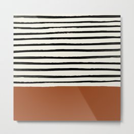 Burnt Orange x Stripes Metal Print | Curated, Painting, Stripe, Striped, Pattern, Stripes, Black And White, Colorblock, Autumn, Orange 