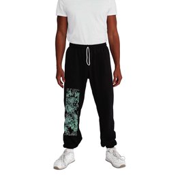 Turquoise and grey passionflower layered pattern Sweatpants