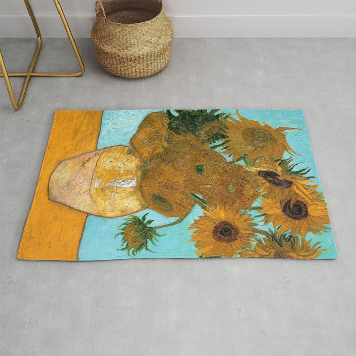Vincent Van Gogh Still Life Vase With Twelve Sunflowers Rug By