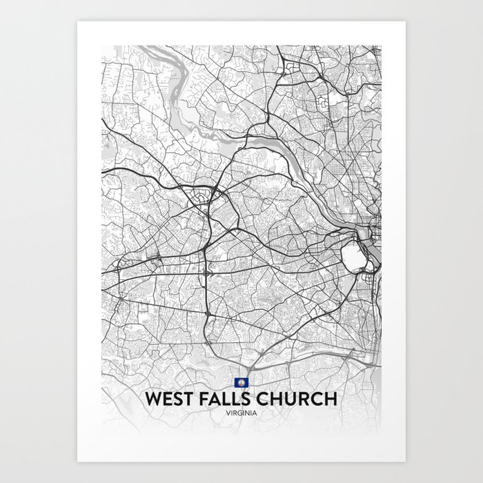 West Falls Church, Virginia, United States - Light City Map Art Print
