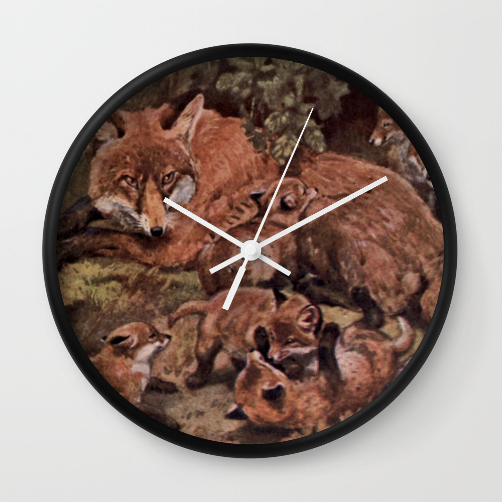 Vintage Fox And Cuba Painting 1909 Wall Clock By Bravuramedia