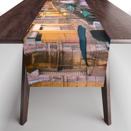 Italy Photography - The Beautiful Venice Canal In Purple Table Runner