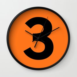 Number 3 (Black & Orange) Wall Clock